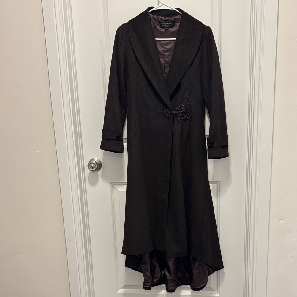 Old Shanghai Elegant brown Wool Blend Trench Coat